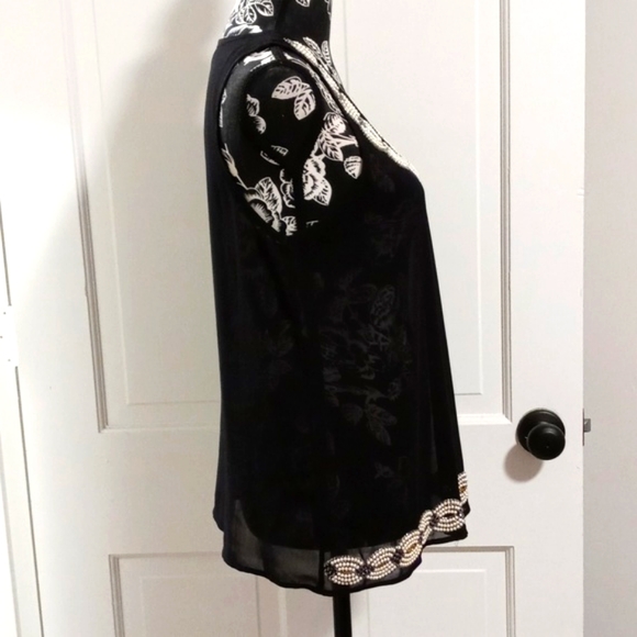 🖤Philosophy🖤 - Sheer Sleeveless Top w/Beaded Neck & Bottom - Picture 4 of 12